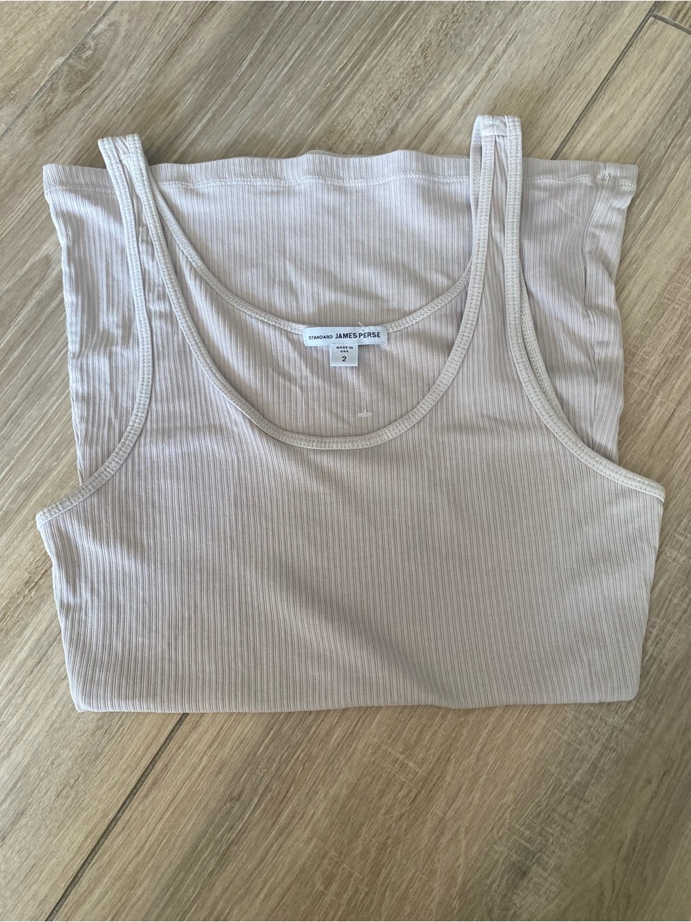Size Small - James Perse Soft Ribbed Tank Top in Light Taupe